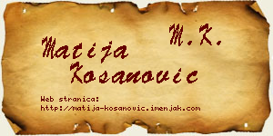 Matija Kosanović vizit kartica